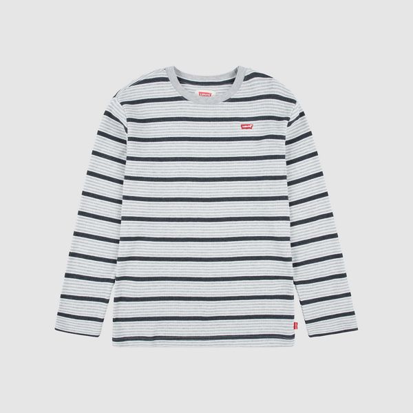 Stripe Thermal Long Sleeve T-Shirt Big Boys 8-20 — Light Grey Heather - Grey