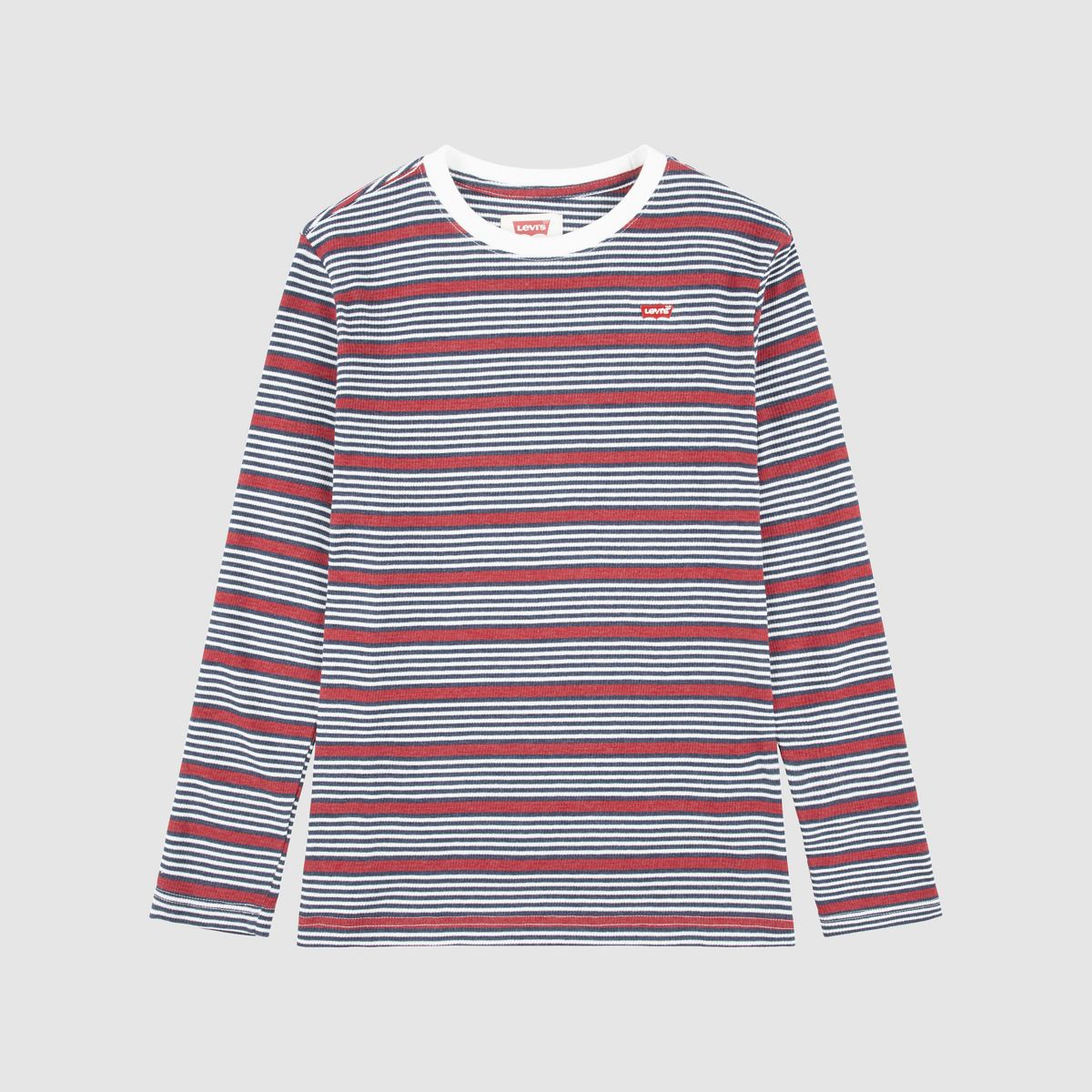 Stripe Thermal Long Sleeve T-Shirt Big Boys 8-20 — Bright White - Grey