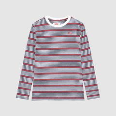 Stripe Thermal Long Sleeve T-Shirt Big Boys 8-20 — Bright White - Grey 1