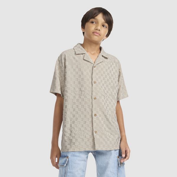 Knit Camp Shirt Big Boys 8-20 — Pumice Stone - Brown