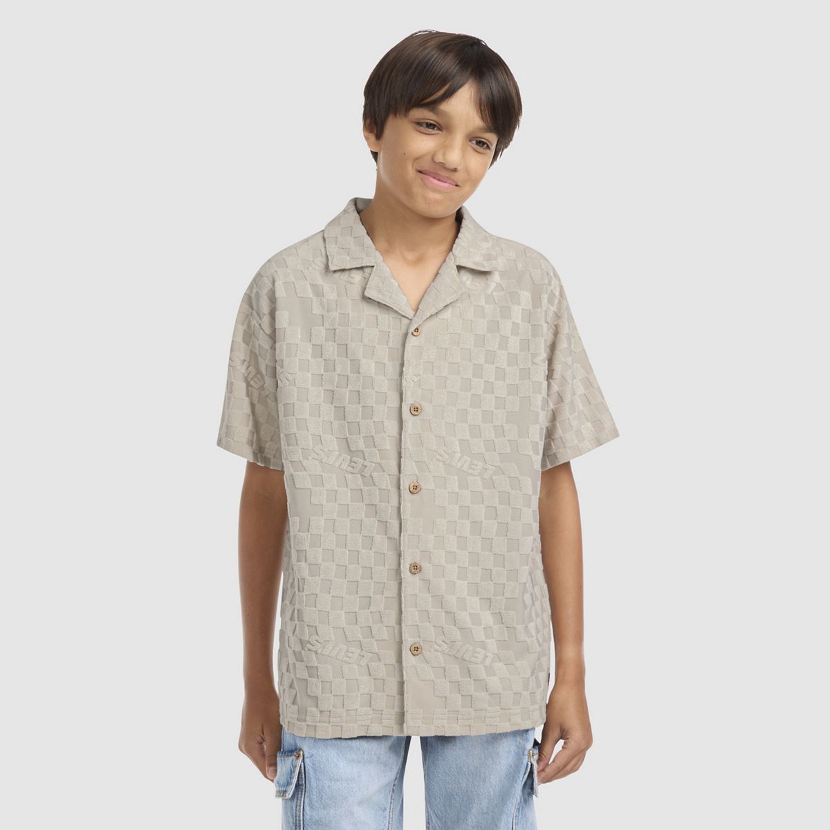 Knit Camp Shirt Big Boys 8-20 — Pumice Stone - Brown