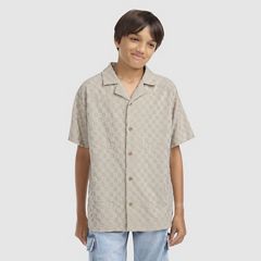 Knit Camp Shirt Big Boys 8-20 — Pumice Stone - Brown 2