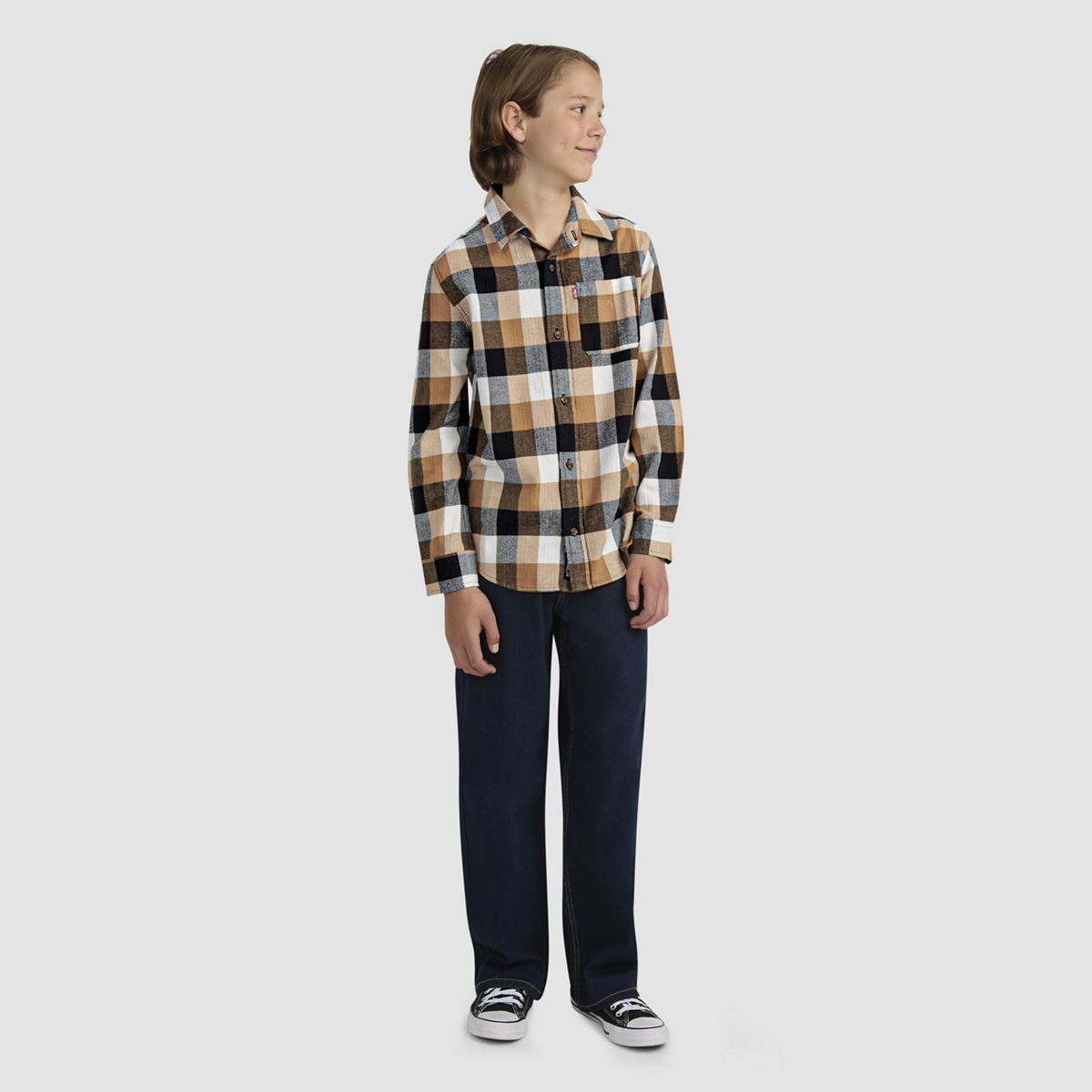 Buffalo Check Flannel Shirt Big Boys 8-20 — Jet - Black