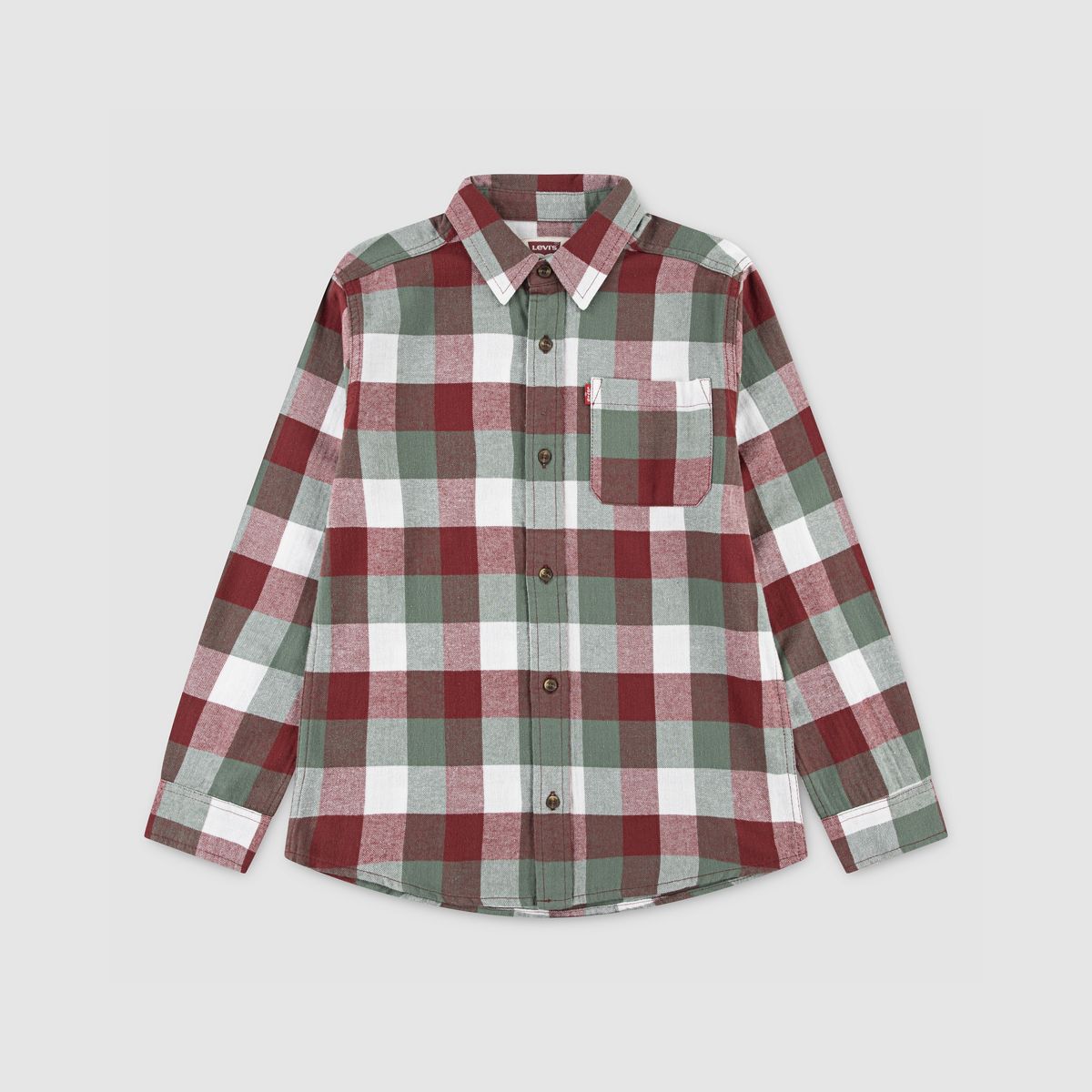 Buffalo Check Flannel Shirt Big Boys 8-20 — Red