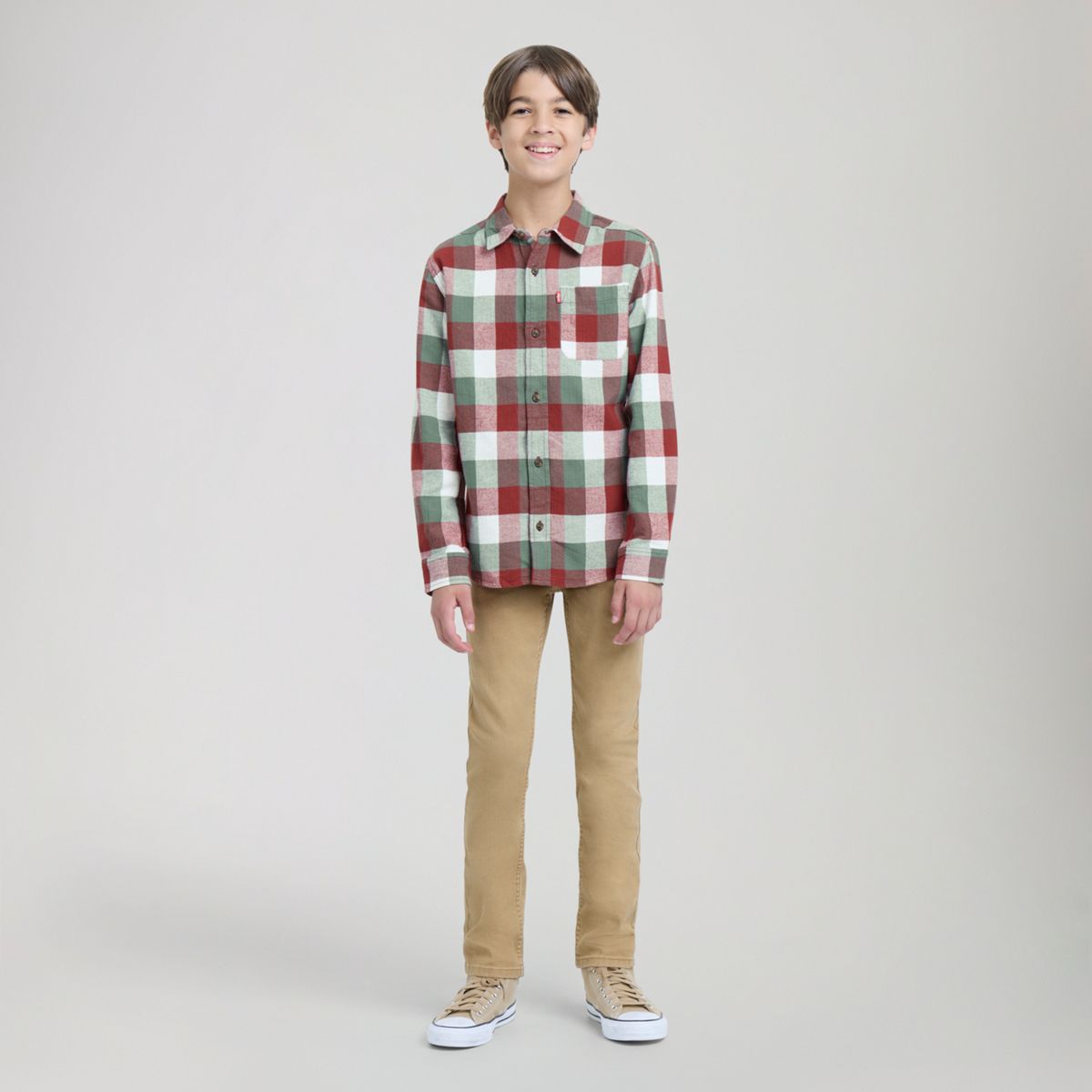 Buffalo Check Flannel Shirt Big Boys 8-20 — Red