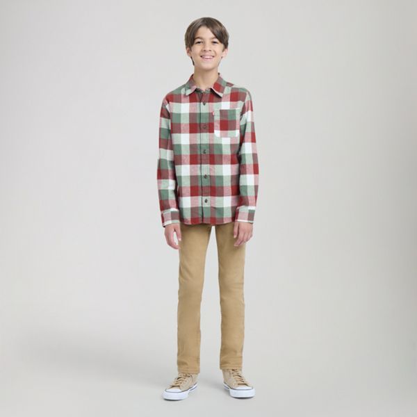 Buffalo Check Flannel Shirt Big Boys 8-20 — Red