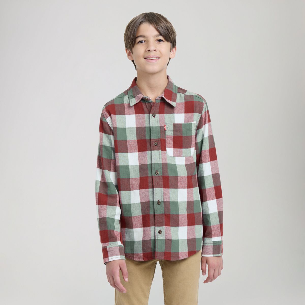 Buffalo Check Flannel Shirt Big Boys 8-20 — Red