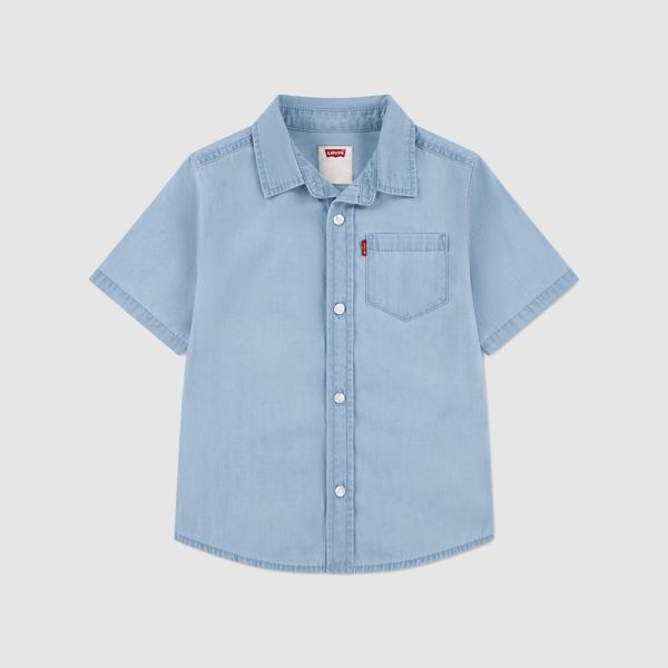 Short Sleeve Woven Shirt Toddler 2T-4T — Avalon - Light Wash