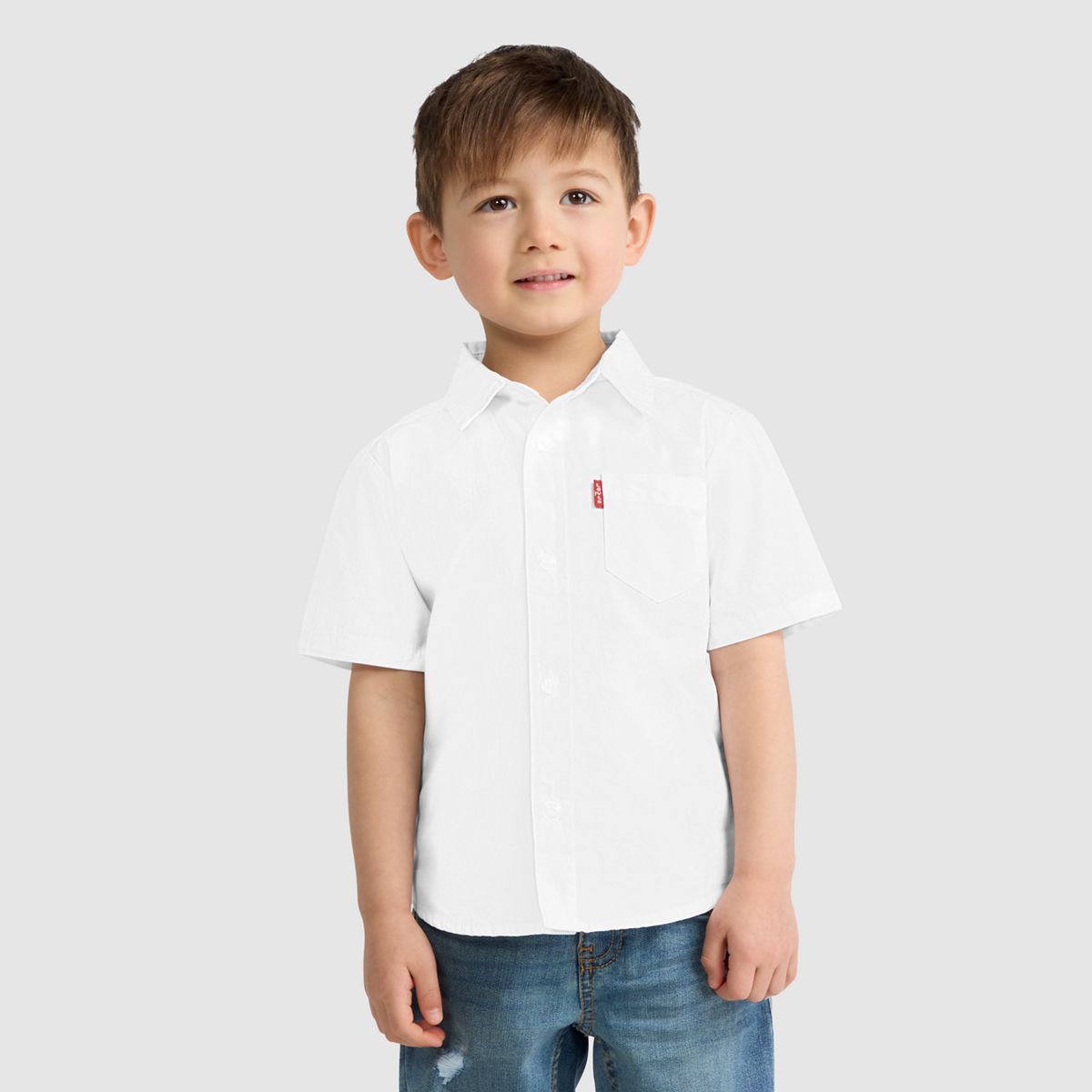 Short Sleeve Woven Shirt Toddler 2T-4T — Bright White - White