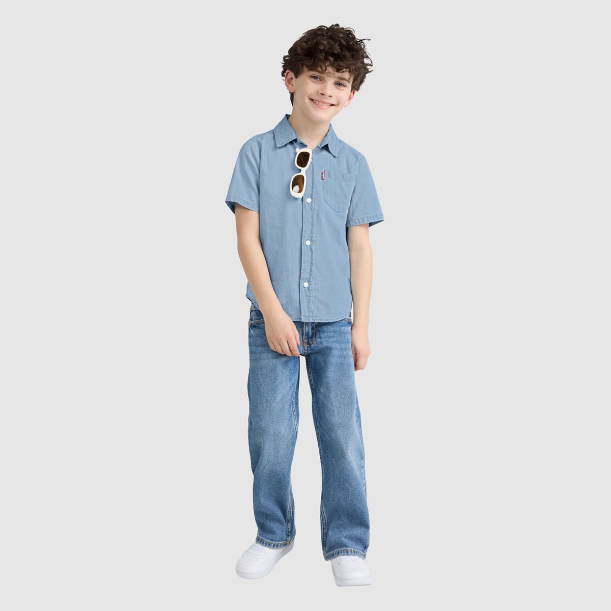 Short Sleeve Woven Shirt Little Boys 4-7 — Avalon - Light Wash