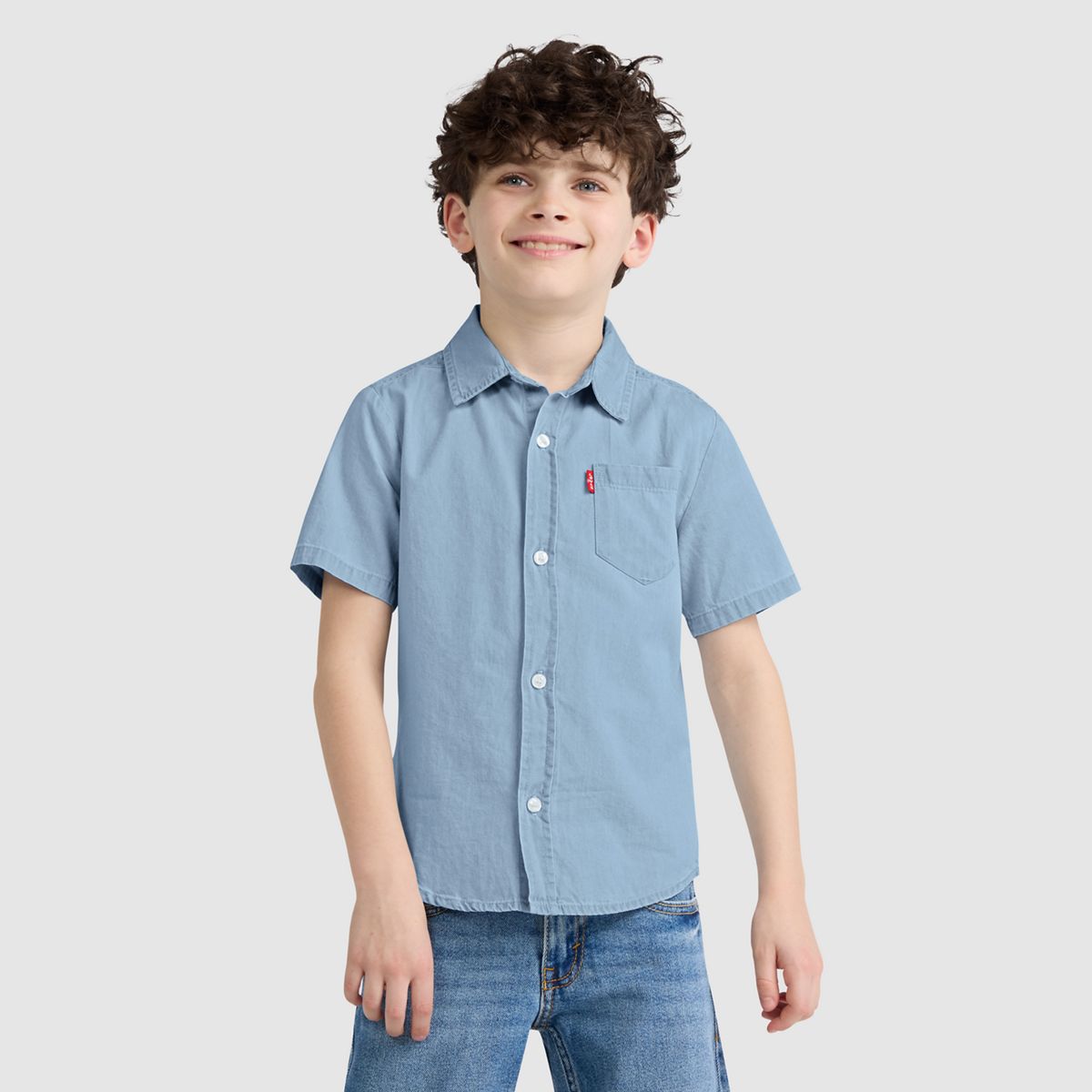 Short Sleeve Woven Shirt Little Boys 4-7 — Avalon - Light Wash