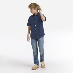 Short Sleeve Woven Shirt Big Boys 8-20 — Dress Blues - Blue 4