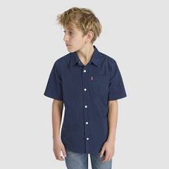 Short Sleeve Woven Shirt Big Boys 8-20 — Dress Blues - Blue 1