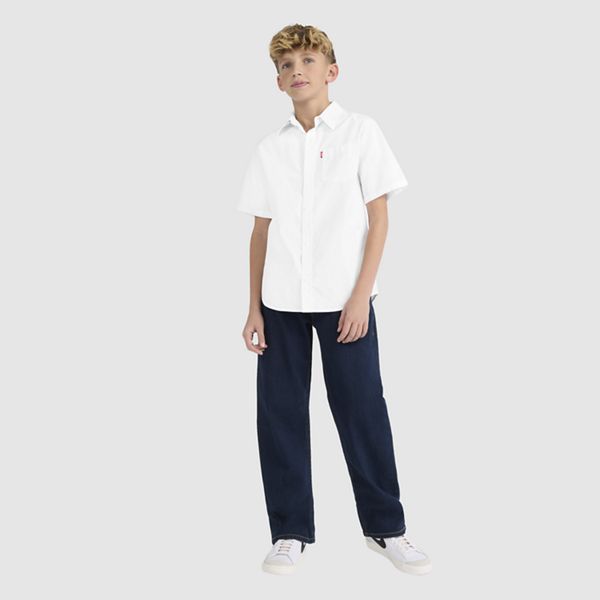 Short Sleeve Woven Shirt Big Boys 8-20 — White