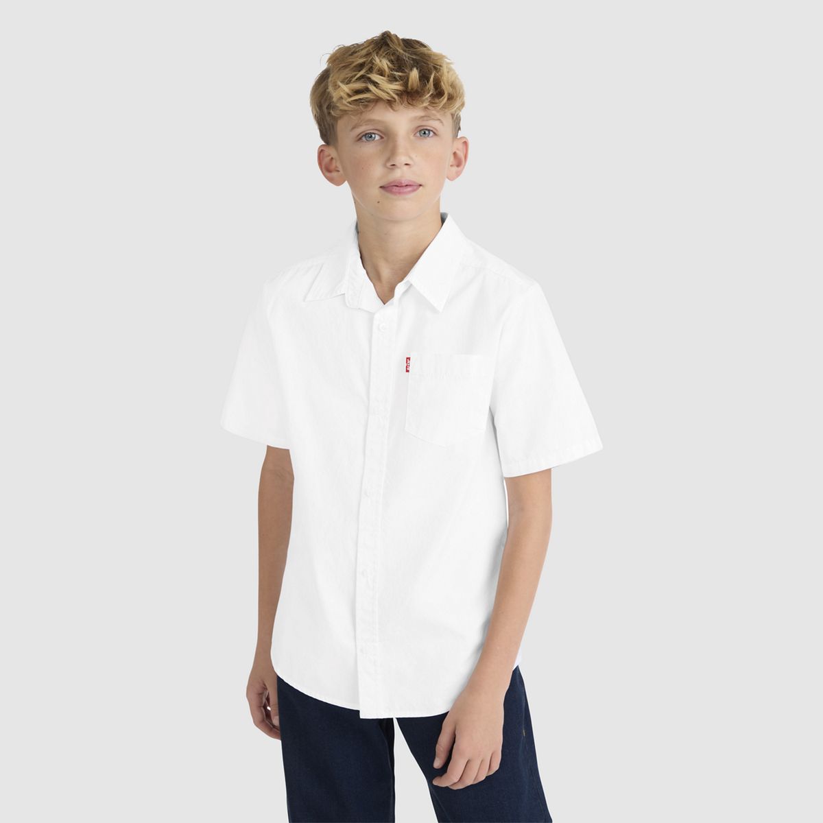 Short Sleeve Woven Shirt Big Boys 8-20 — White