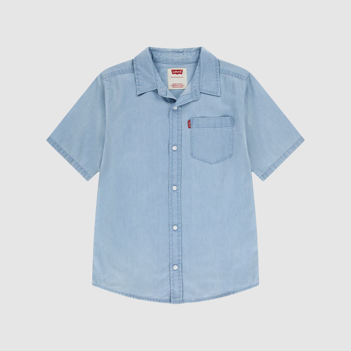 Short Sleeve Woven Shirt Big Boys 8-20 — Avalon - Light Wash