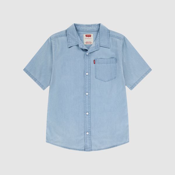 Short Sleeve Woven Shirt Big Boys 8-20 — Avalon - Light Wash