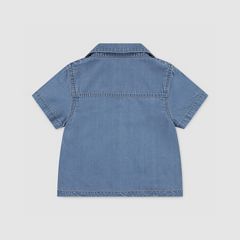 Short Sleeve Denim Top Toddler 2T-4T — Blue Wave Light - Blue 2