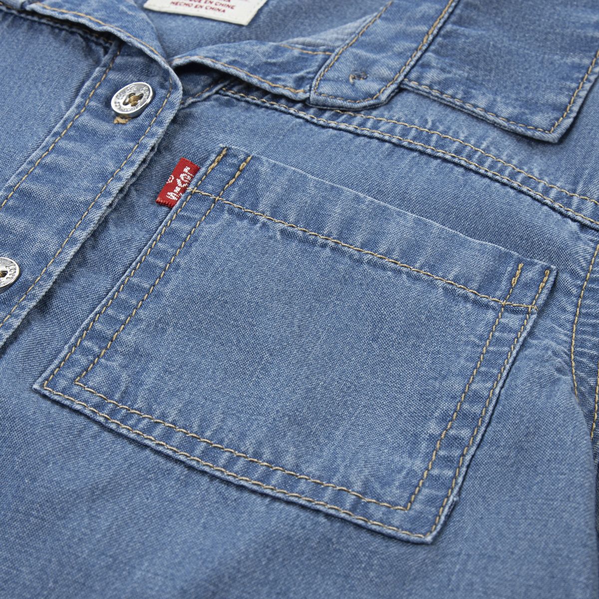 Short Sleeve Denim Top Toddler 2T-4T — Blue Wave Light - Blue