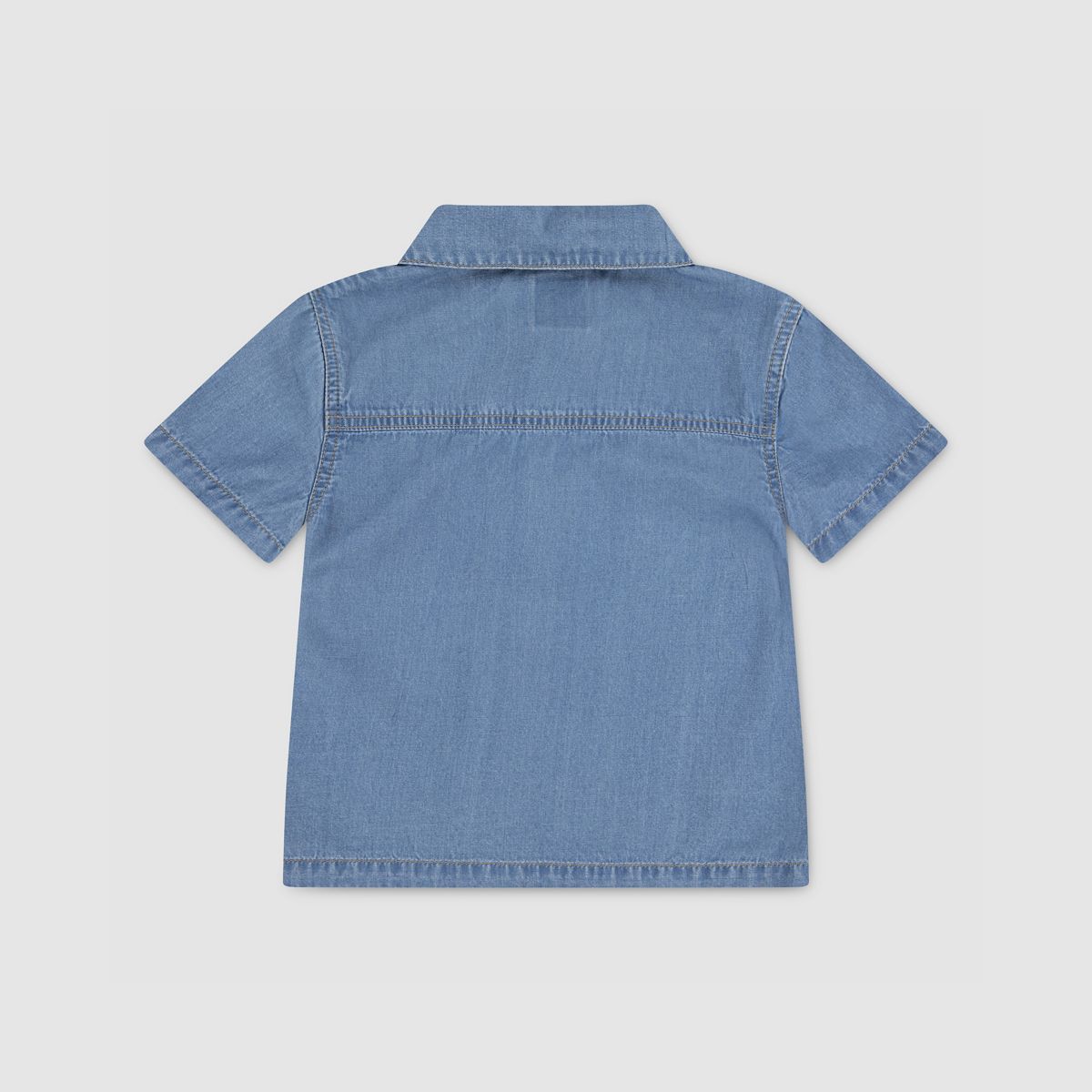 Short Sleeve Denim Top Little Girls 4-6x — Blue Wave Light - Blue
