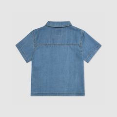 Short Sleeve Denim Top Big Girls 7-16 — Blue Wave Light - Blue 2