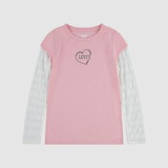Twofer Longsleeve Knit Top Little Girls 4-6X — Powder Pink - Pink 1