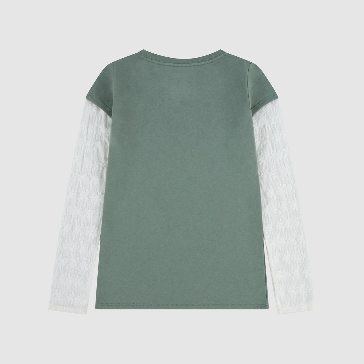 Twofer Longsleeve Knit Top Little Girls 4-6X — Sea Spray - Green