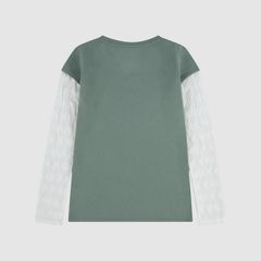 Twofer Longsleeve Knit Top Little Girls 4-6X — Sea Spray - Green 2
