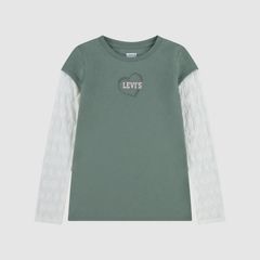Twofer Longsleeve Knit Top Little Girls 4-6X — Sea Spray - Green 1