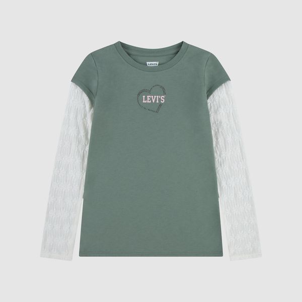 Twofer Longsleeve Knit Top Little Girls 4-6X — Sea Spray - Green