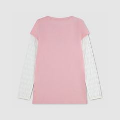 Twofer Longsleeve Knit Top Big Girls 7-16 — Powder Pink - Pink 2