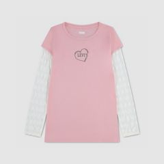 Twofer Longsleeve Knit Top Big Girls 7-16 — Powder Pink - Pink 1