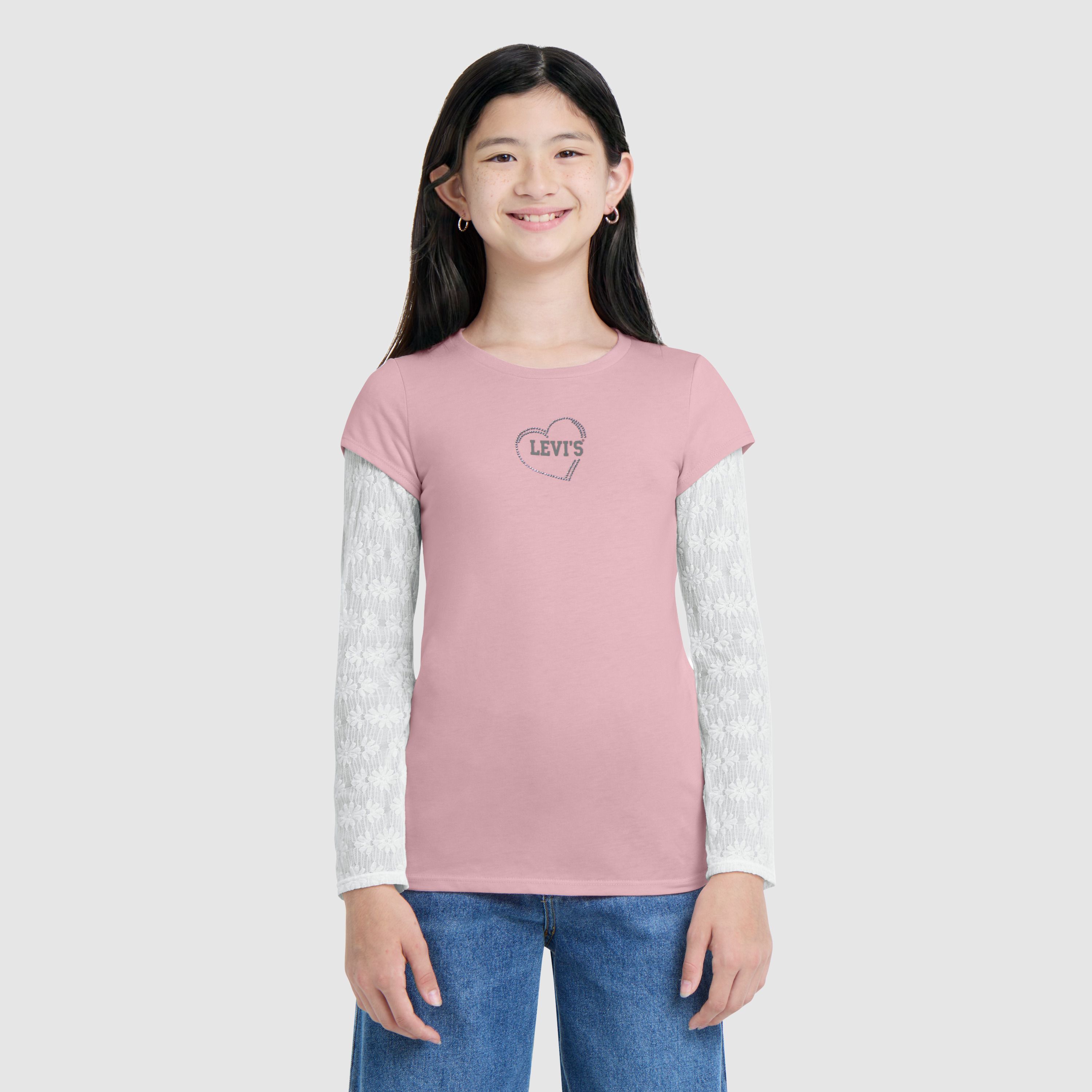 Twofer Longsleeve Knit Top Big Girls 7-16 2