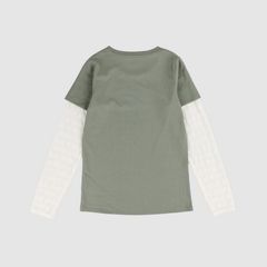 Twofer Longsleeve Knit Top Big Girls 7-16 — Sea Spray - Green 2