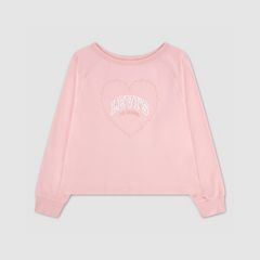Longsleeve Heart Knit Top Big Girls 7-16 — Powder Pink - Pink 1