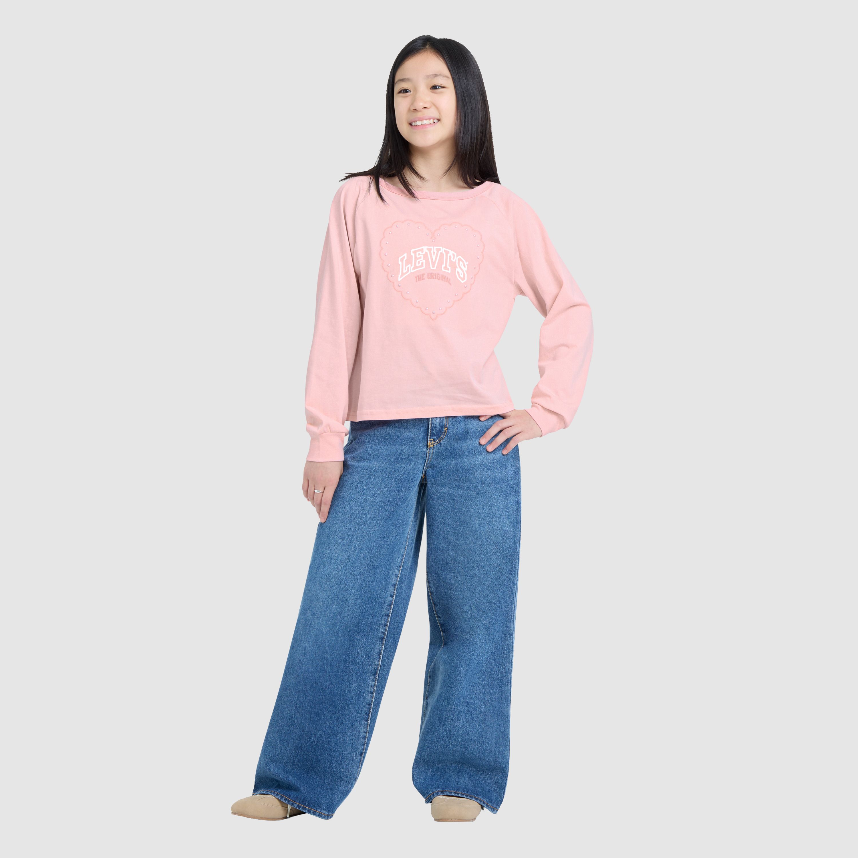 Longsleeve Heart Knit Top Big Girls 7-16 1