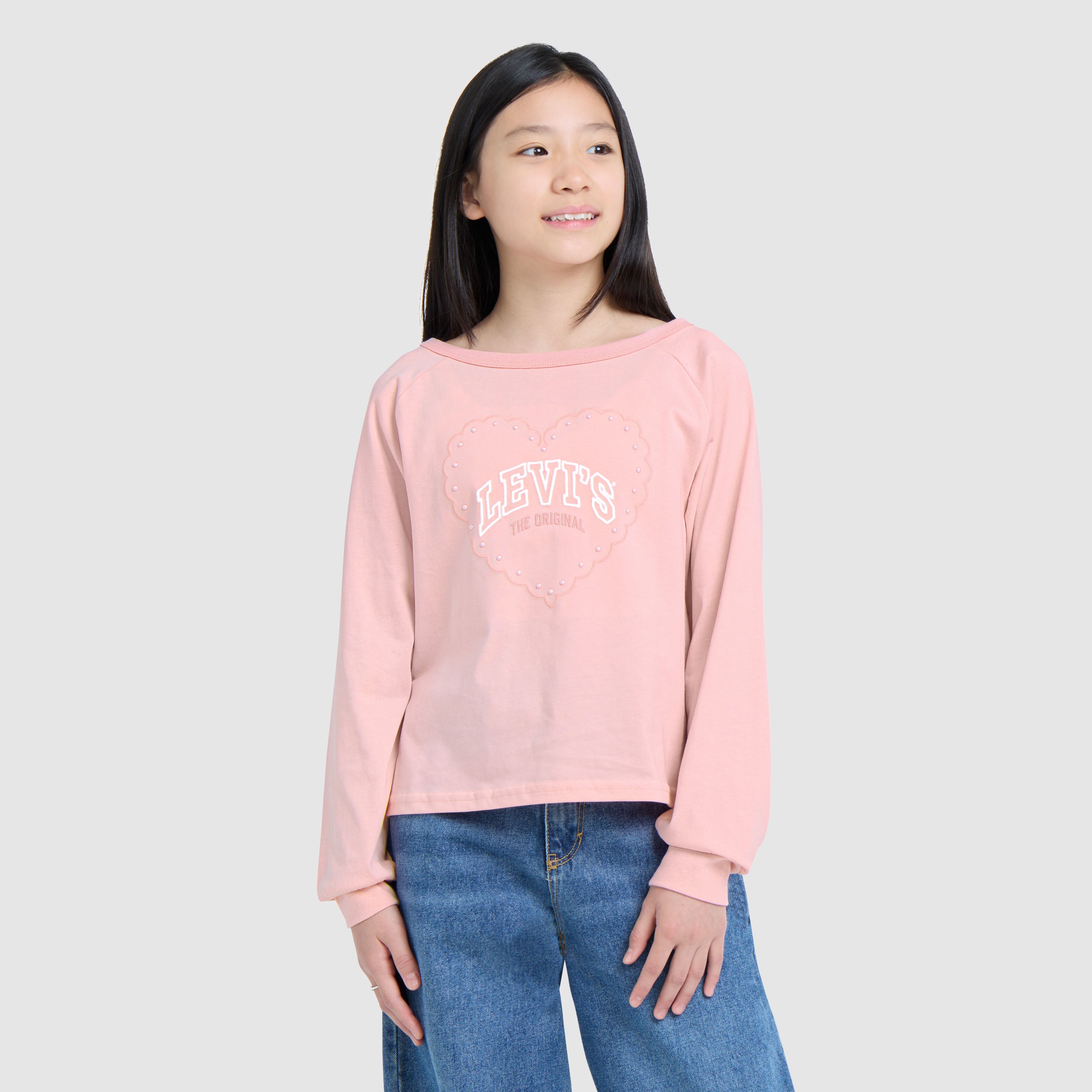Longsleeve Heart Knit Top Big Girls 7-16 2