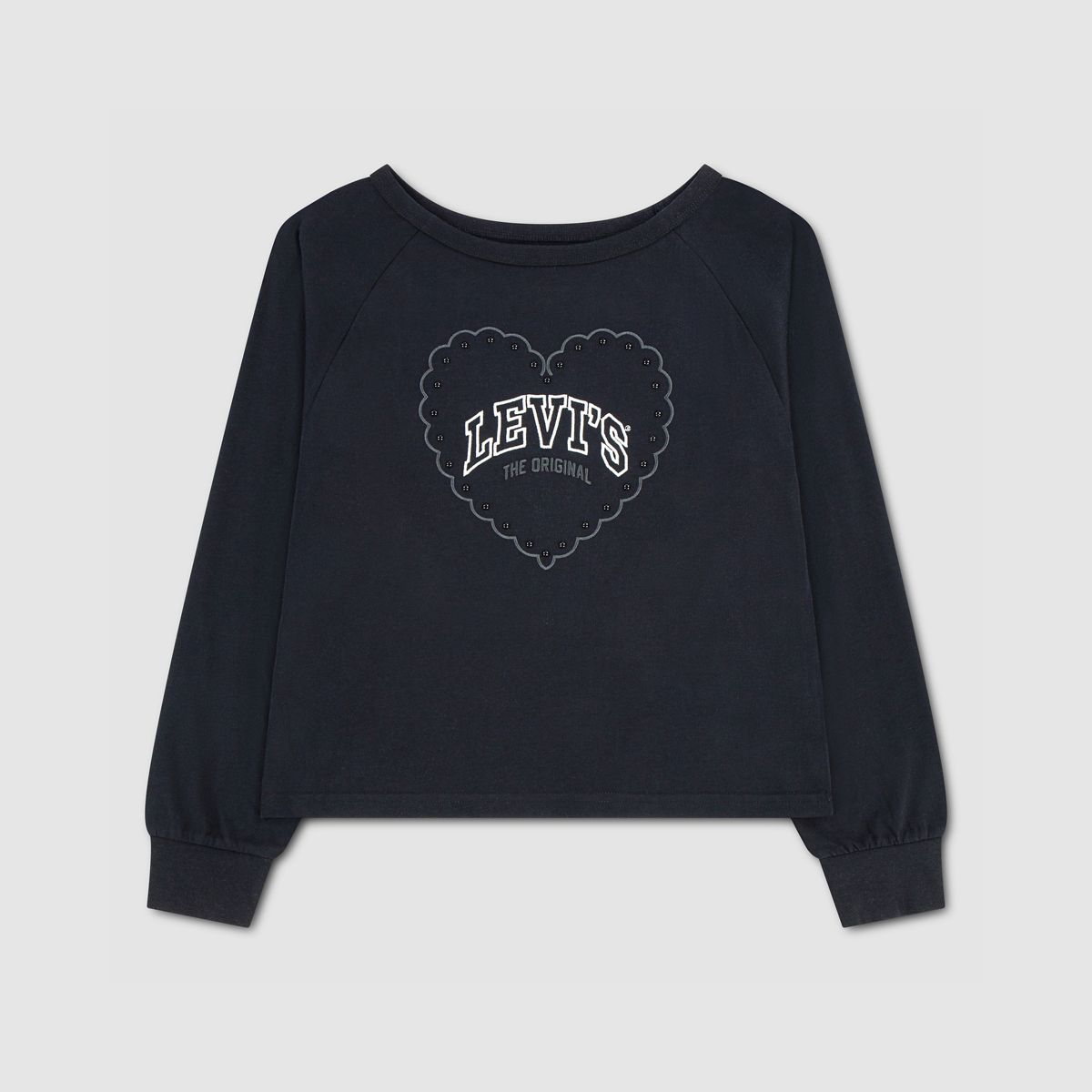Longsleeve Heart Knit Top Big Girls 7-16 — Anthracite - Charcoal