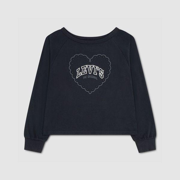 Longsleeve Heart Knit Top Big Girls 7-16 — Anthracite - Charcoal