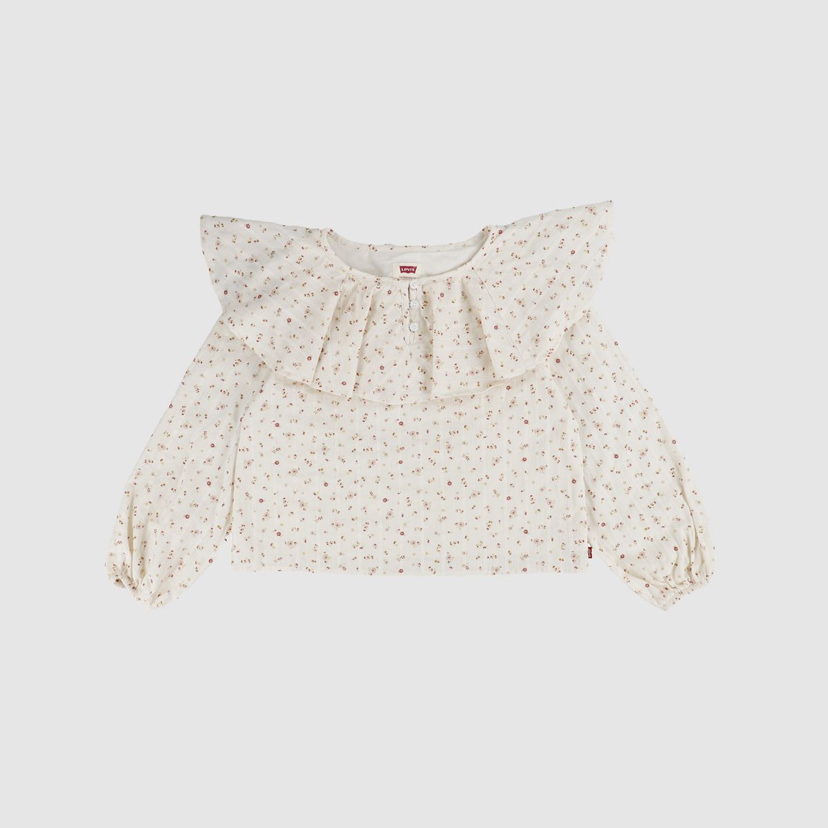 Longsleeve Ruffle Top Big Girls 7-16 — Egret - White