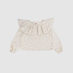 Longsleeve Ruffle Top Big Girls 7-16 — Egret - White 1
