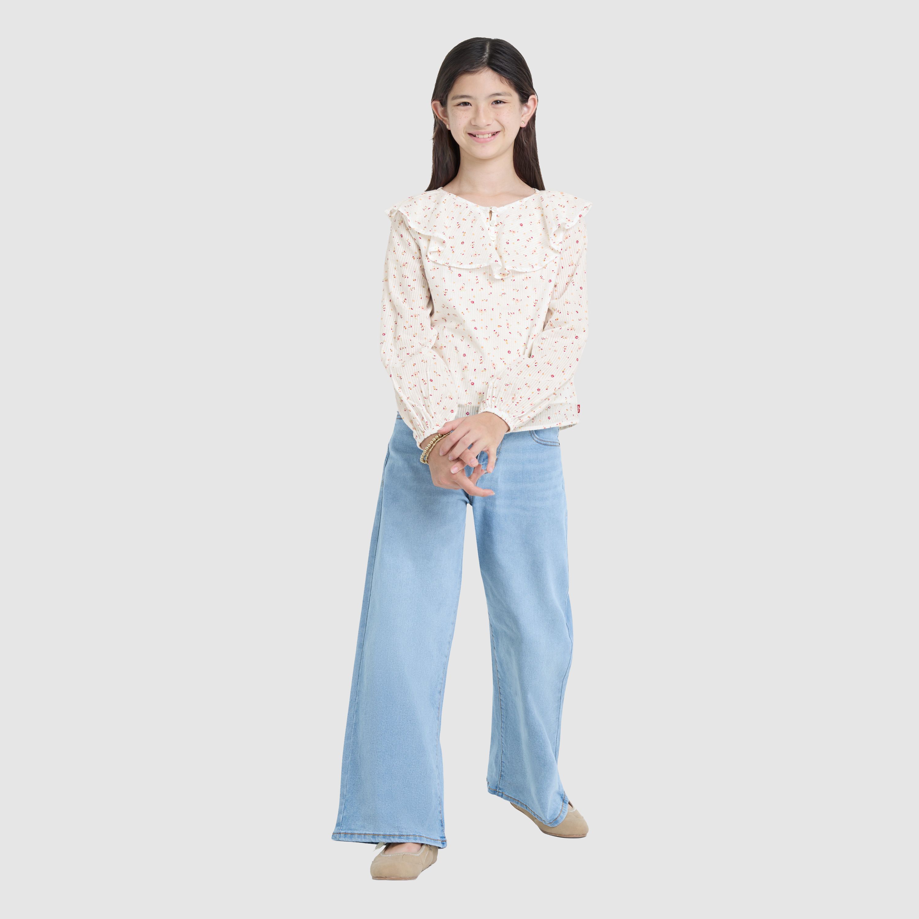 Longsleeve Ruffle Top Big Girls 7-16 1