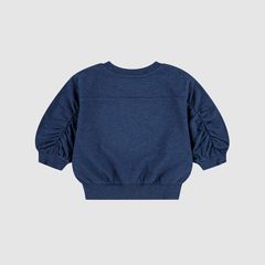 Cinched Sleeve Knit Top Little Girls 4-6X — Blue Indigo - Blue 2
