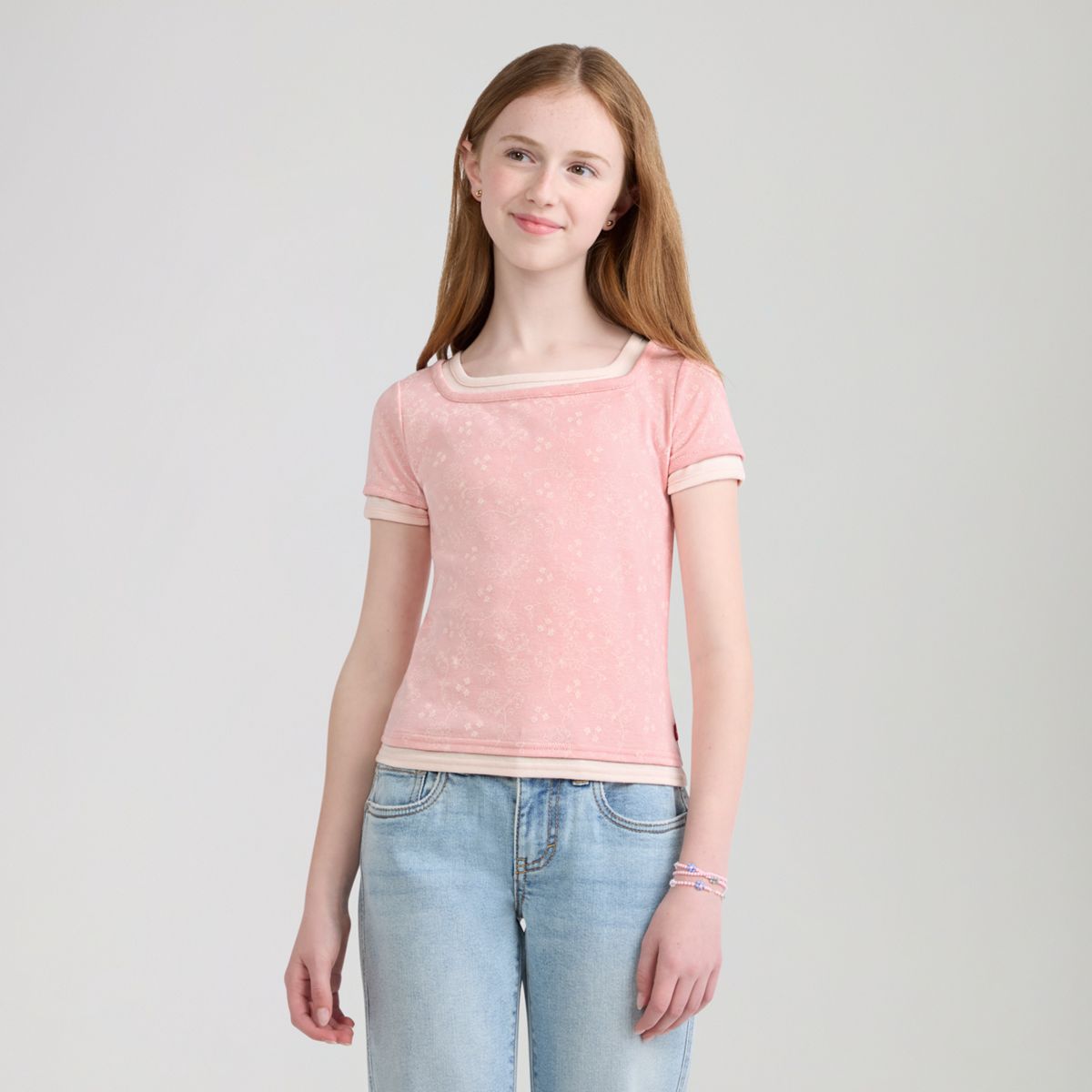 Layered Top Big Girls 7-16 — Powder Pink - Pink