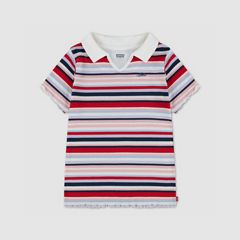 Polo Knit Top Toddler Girls 2T-4T — Egret - White 1