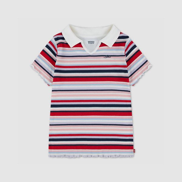 Polo Knit Top Toddler Girls 2T-4T — Egret - White