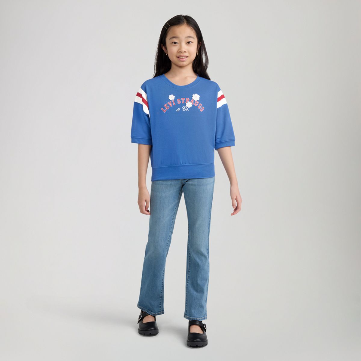 Varsity Knit Top Big Girls 7-16 — Delft - Blue
