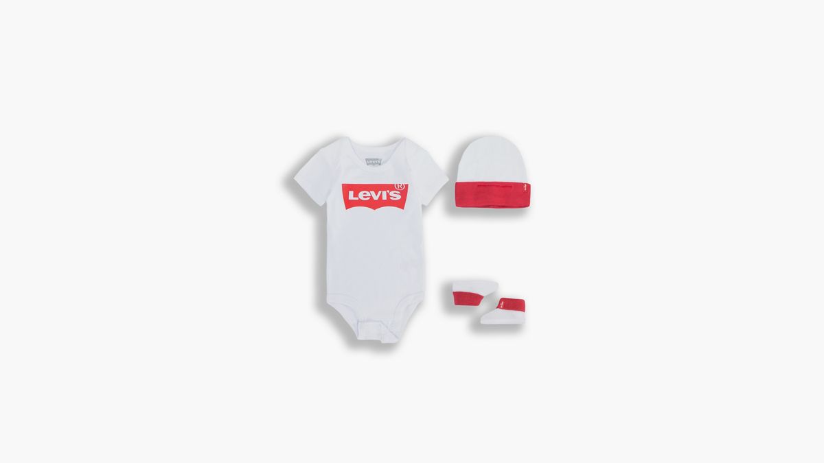 Baby Batwing Onesie Set - 3 Piece — White - White