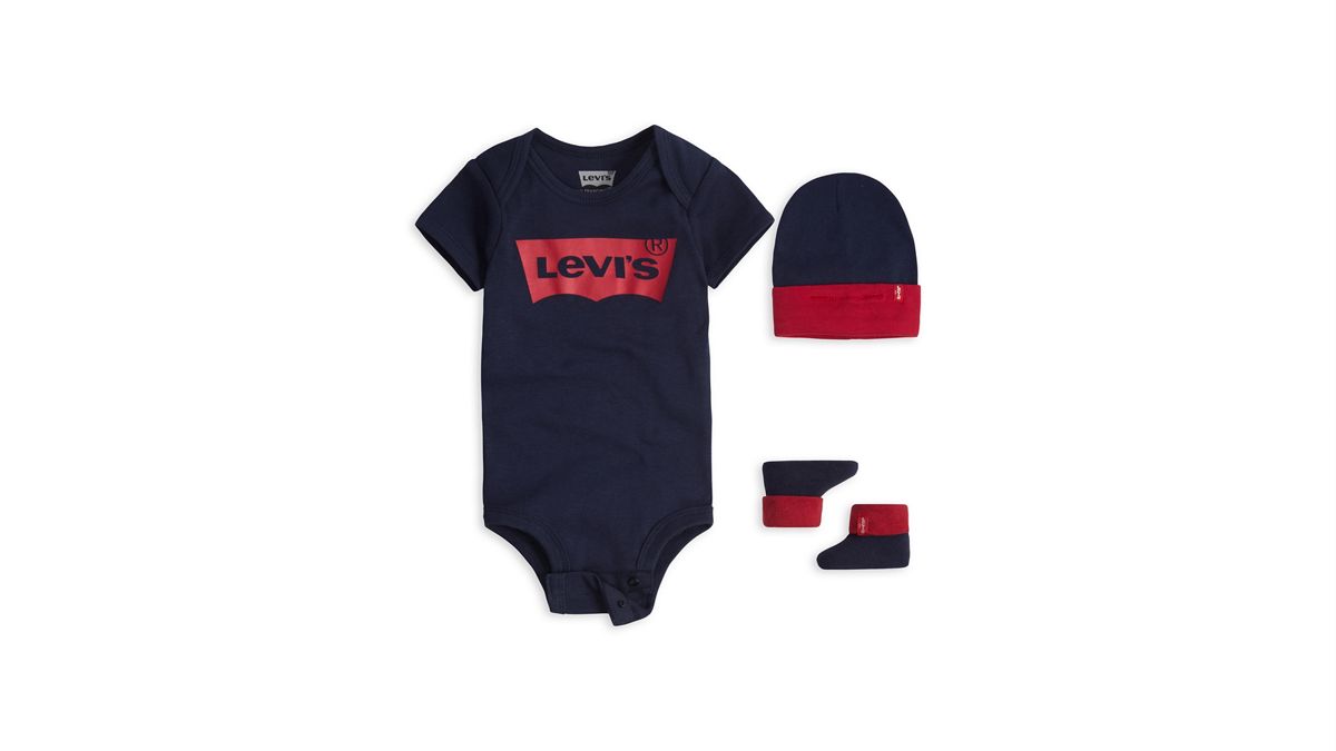 Baby Batwing Onesie Set - 3 Piece — Dress Blues - Blue