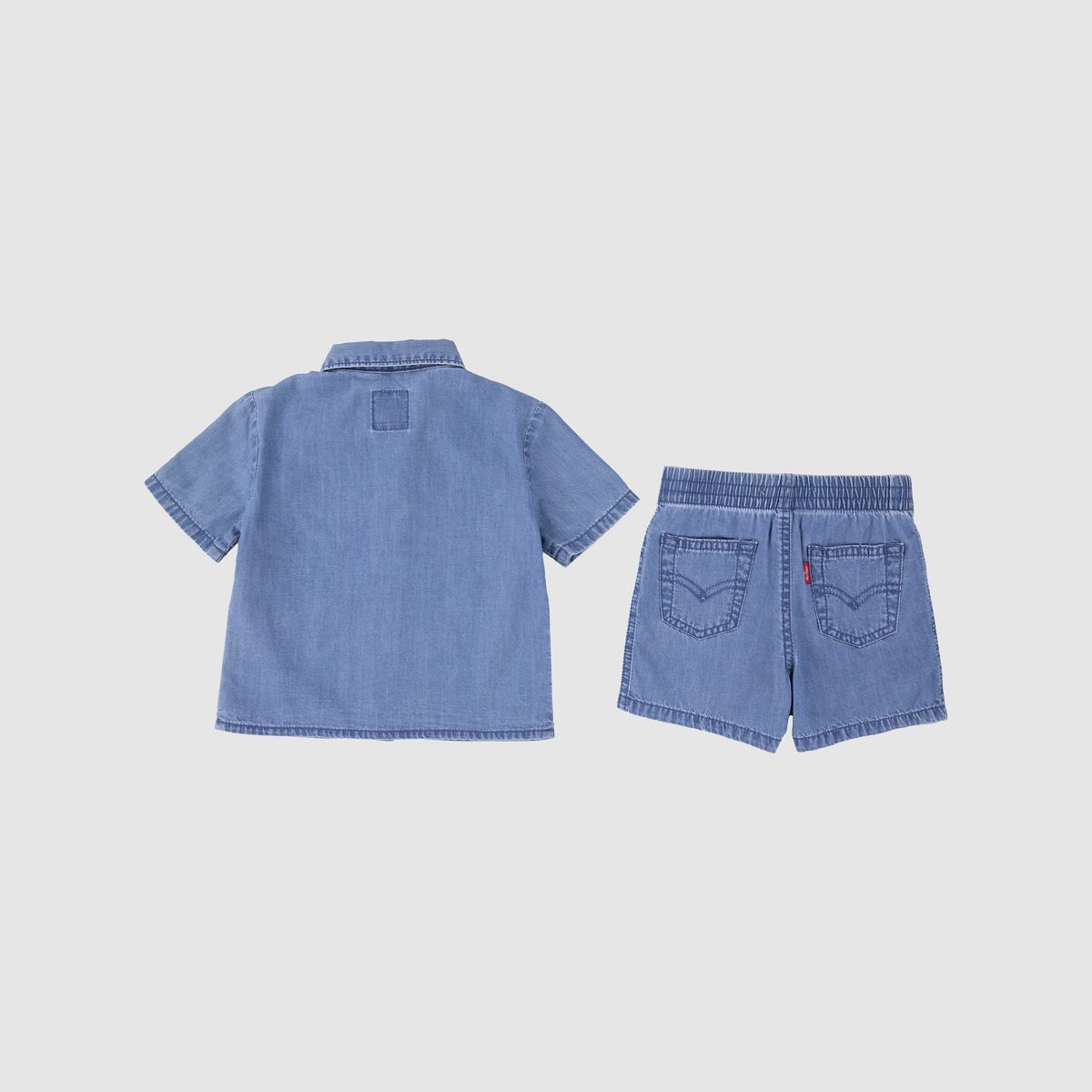 Baby Western Denim Shirt and Shorts 2-Piece Set — Thrifted - Blue